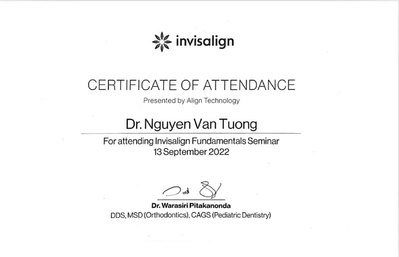 Chứng chỉ BS Nguyễn Văn Tưởng