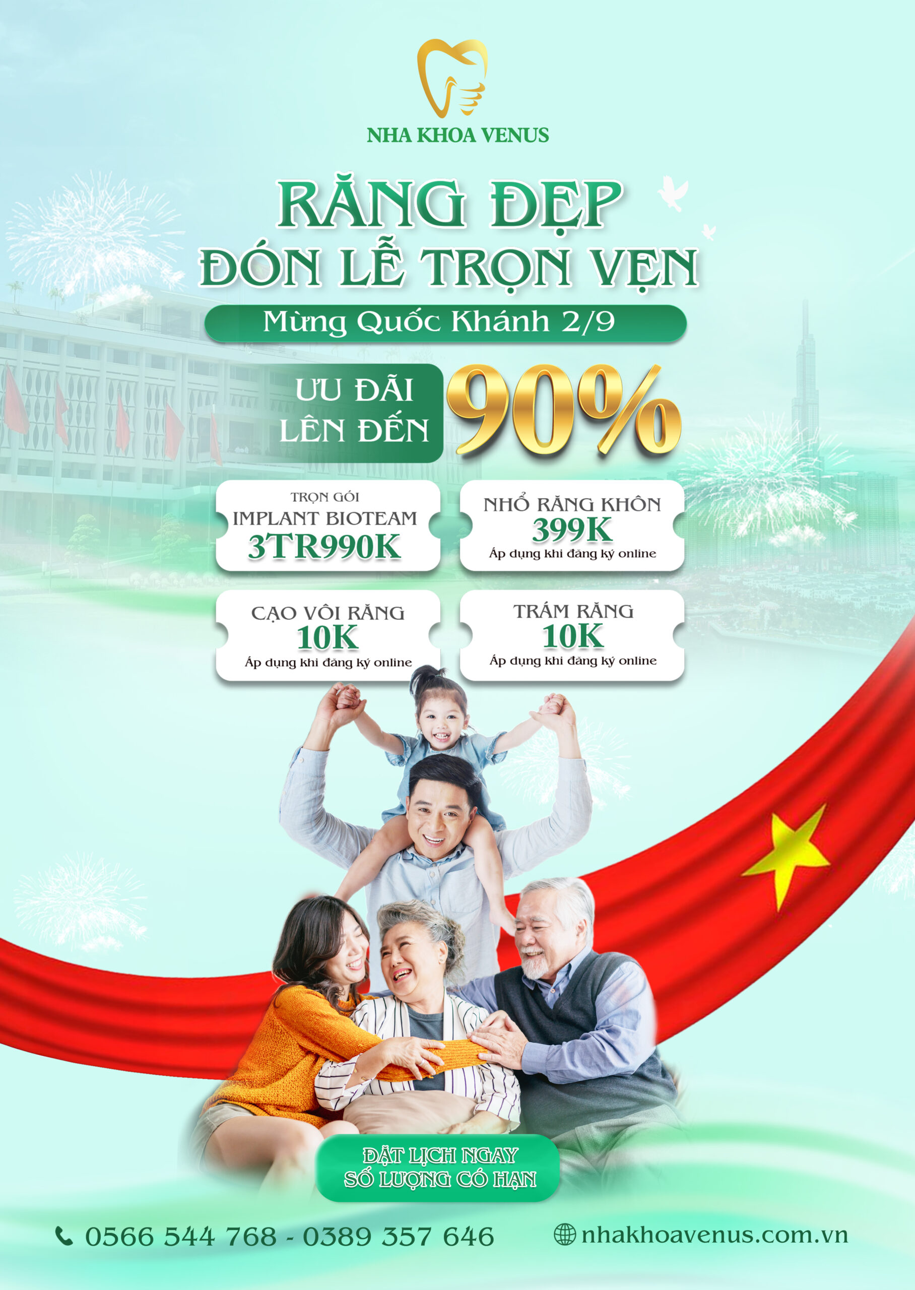 Chương trình ưu đãi mừng Quốc Khánh tại Nha Khoa Venus