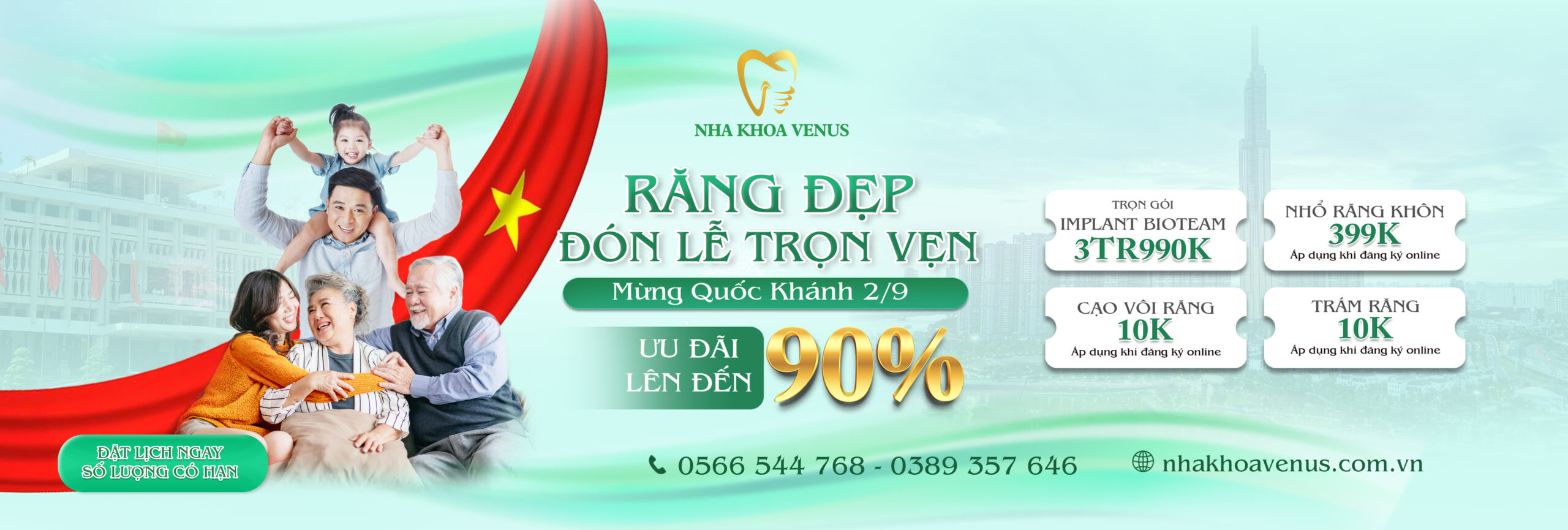 Nha khoa Venus 2 Chương trình ưu đãi mừng Quốc Khánh tại Nha Khoa Venus