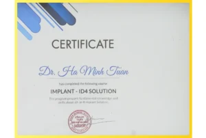 Chứng chỉ Implant ID4 BS Hà Minh Tuấn