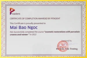 Chứng chỉ Veneer BS Mai Bảo Ngọc