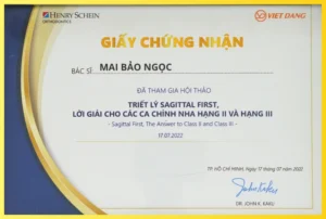 Chứng chỉ chỉnh nha BS Mai Bảo Ngọc