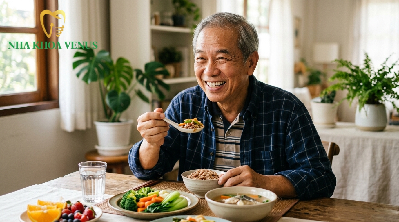 Rụng răng ở người già nguyên nhân, hậu quả và cách chữa 6 người cao tuổi ăn uống ngon miệng và sở hữu nụ cười rạng rỡ khỏe mạnh sau khi phục hồi răng đã mất